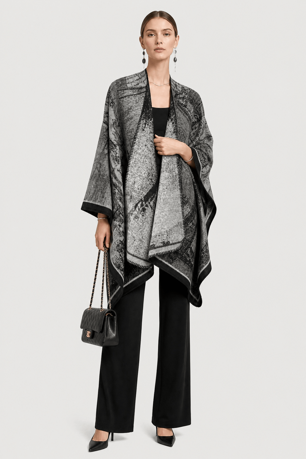 Cape Châle Femme Gris