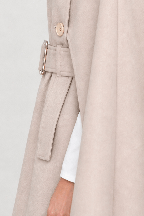 Cape Manteau Femme avec Ceinture