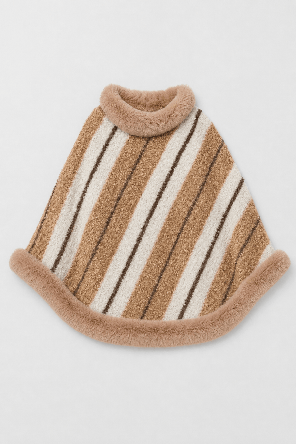 Cape Femme Beige Fourrure