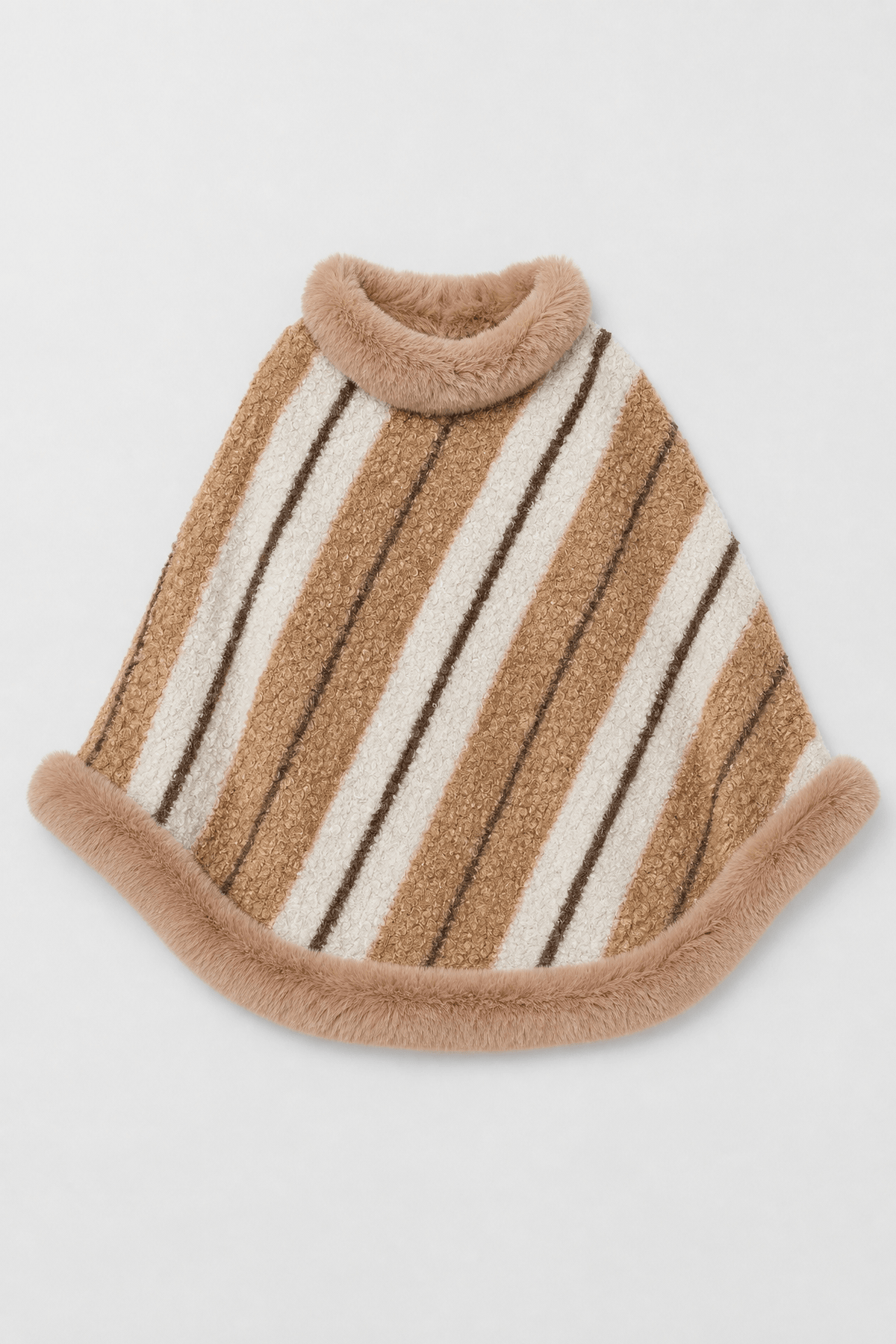 Cape Femme Beige Fourrure
