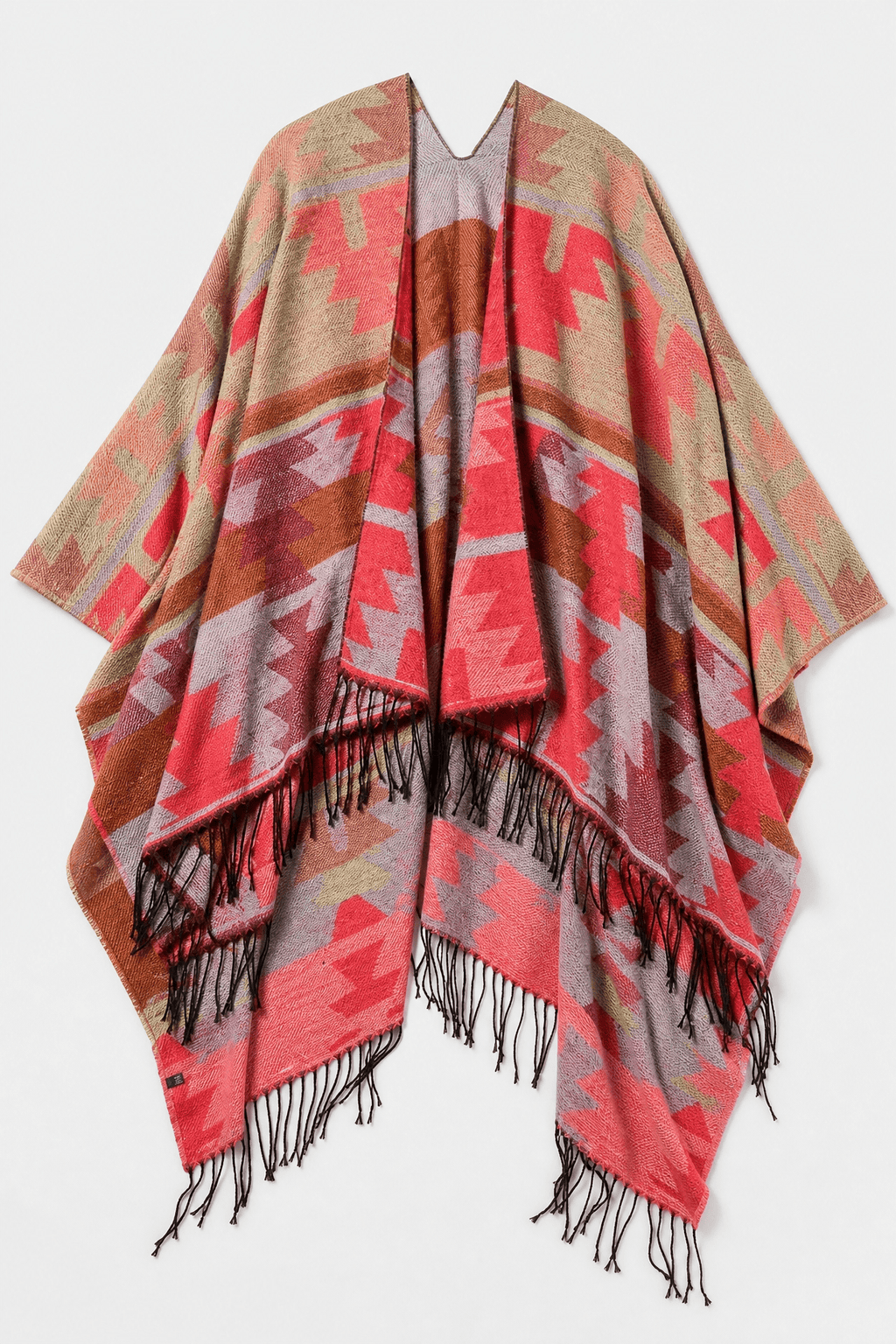 Cape Femme Beige à Franges