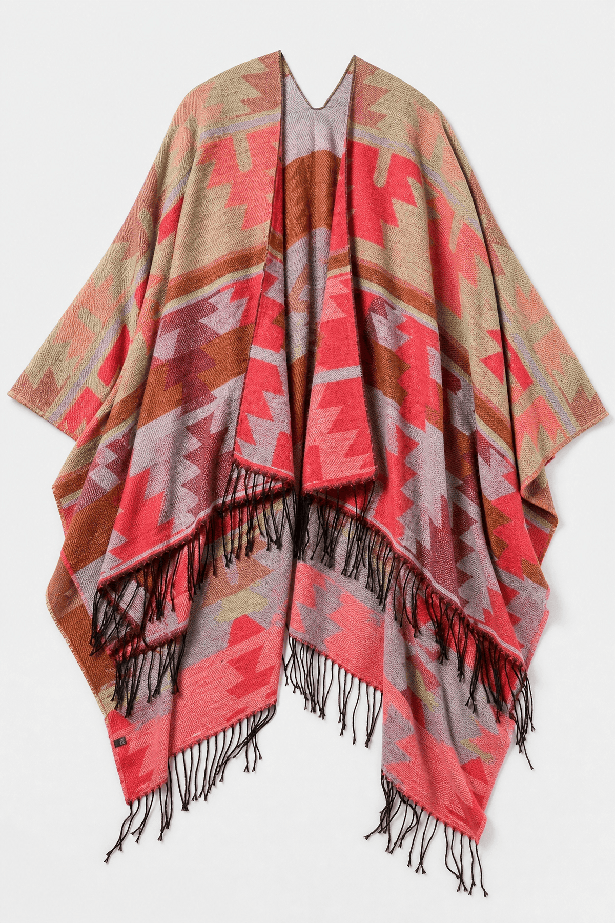 Cape Femme Beige à Franges