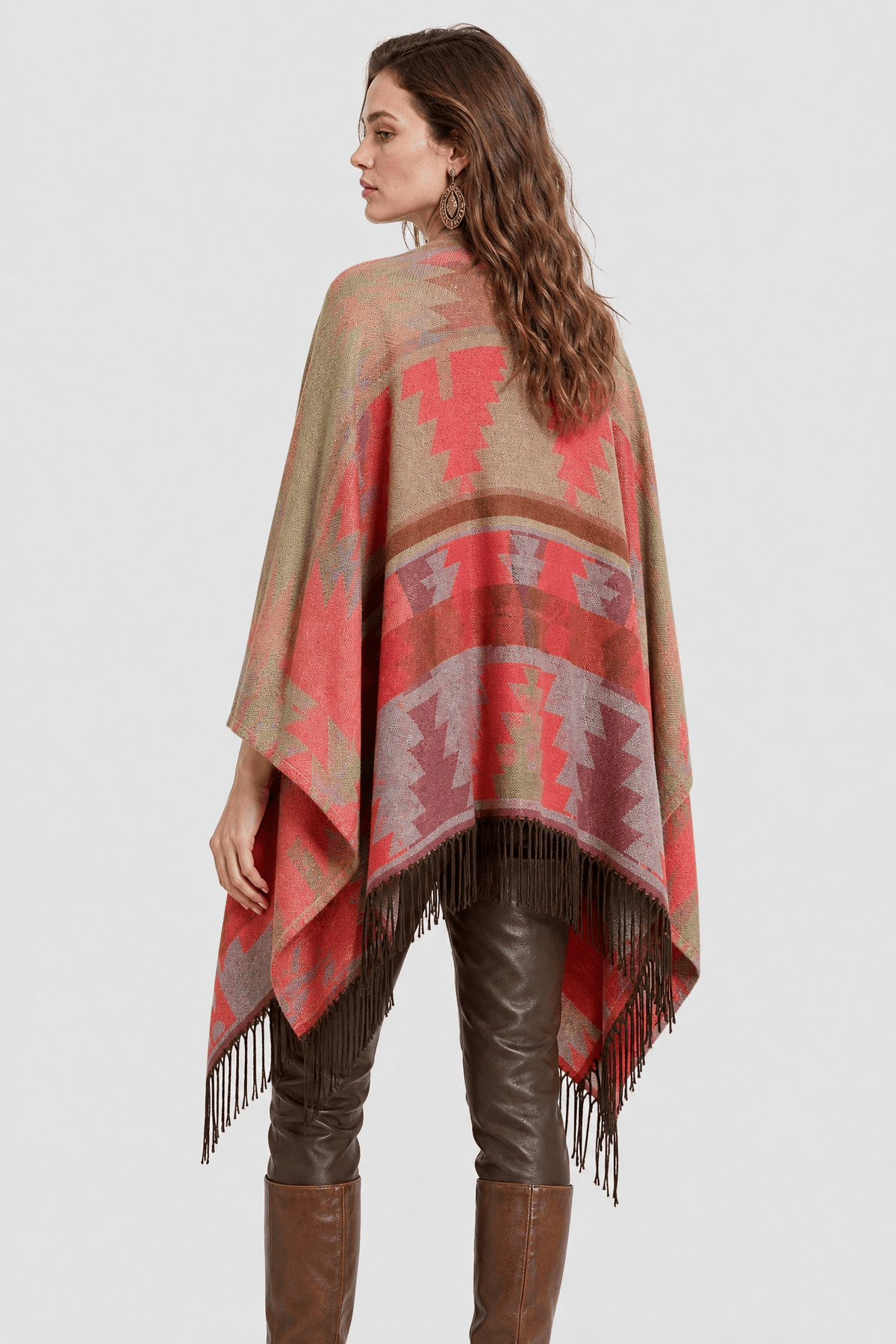 Cape Femme Beige à Franges