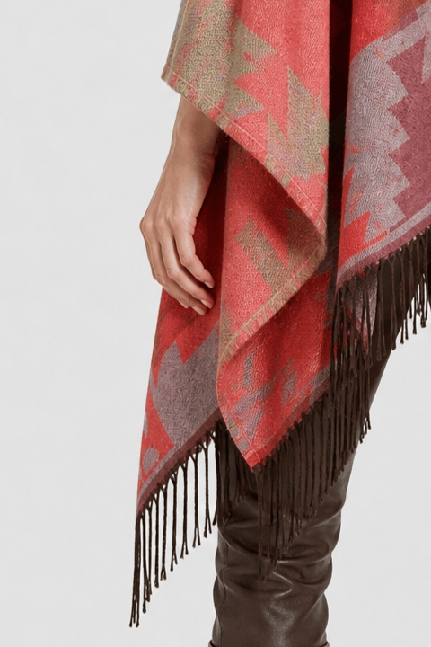 Cape Femme Beige à Franges