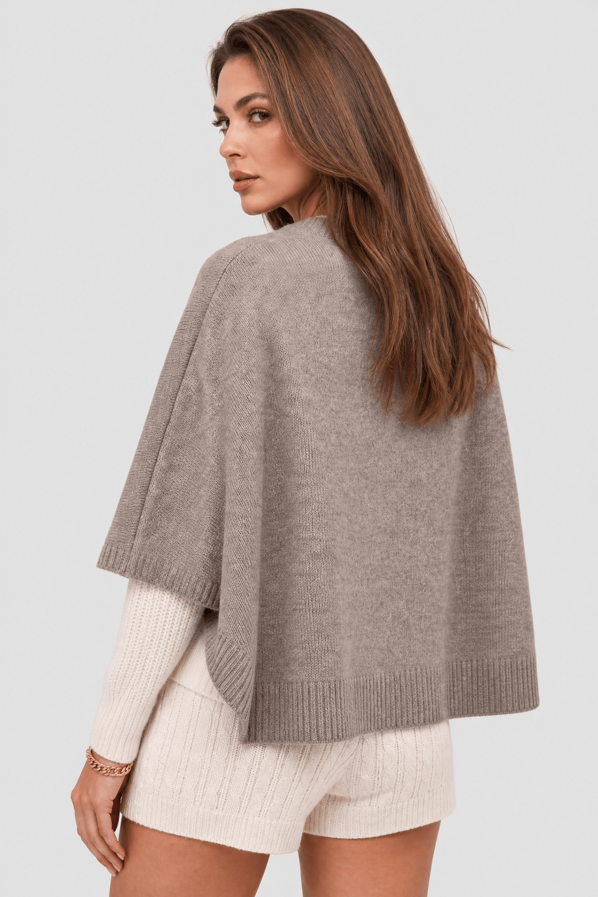 Capelet Femme Beige à Boutons
