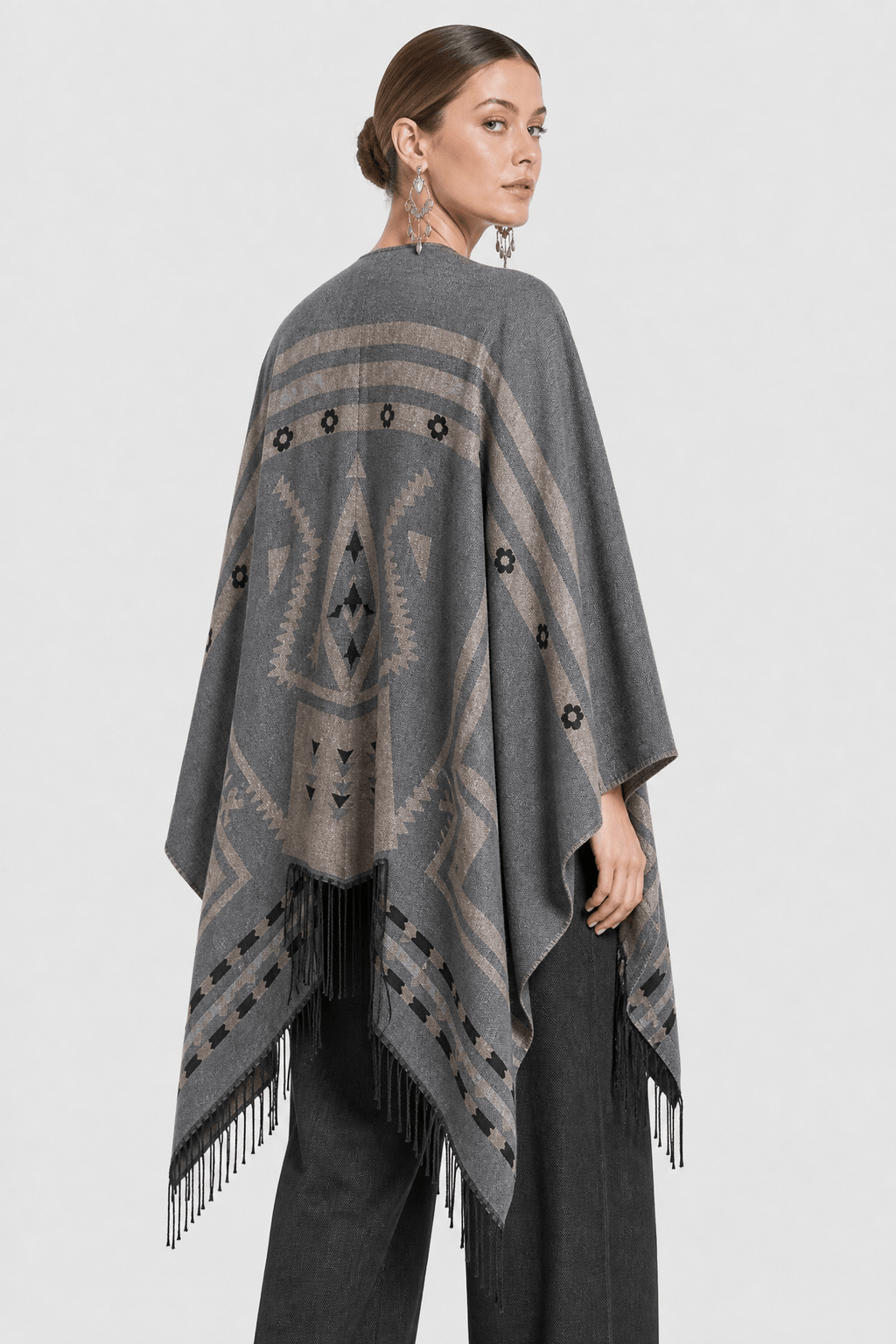Cape Femme Hiver Ceinturée Grise