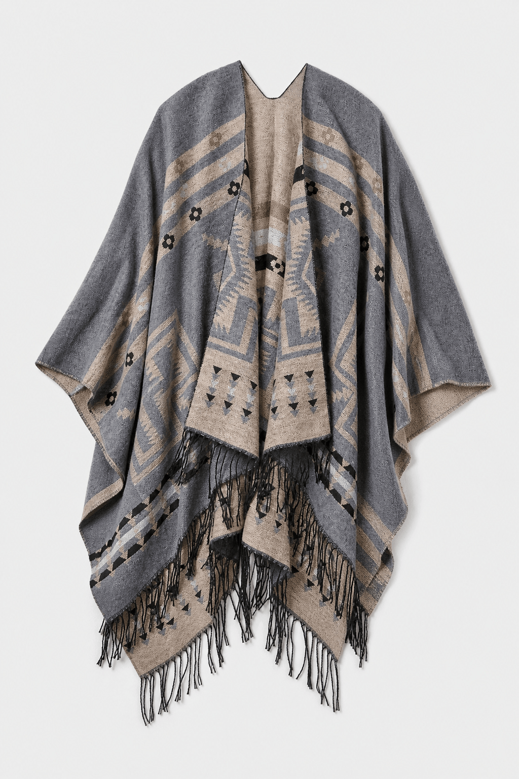 Cape Femme Hiver Ceinturée Grise