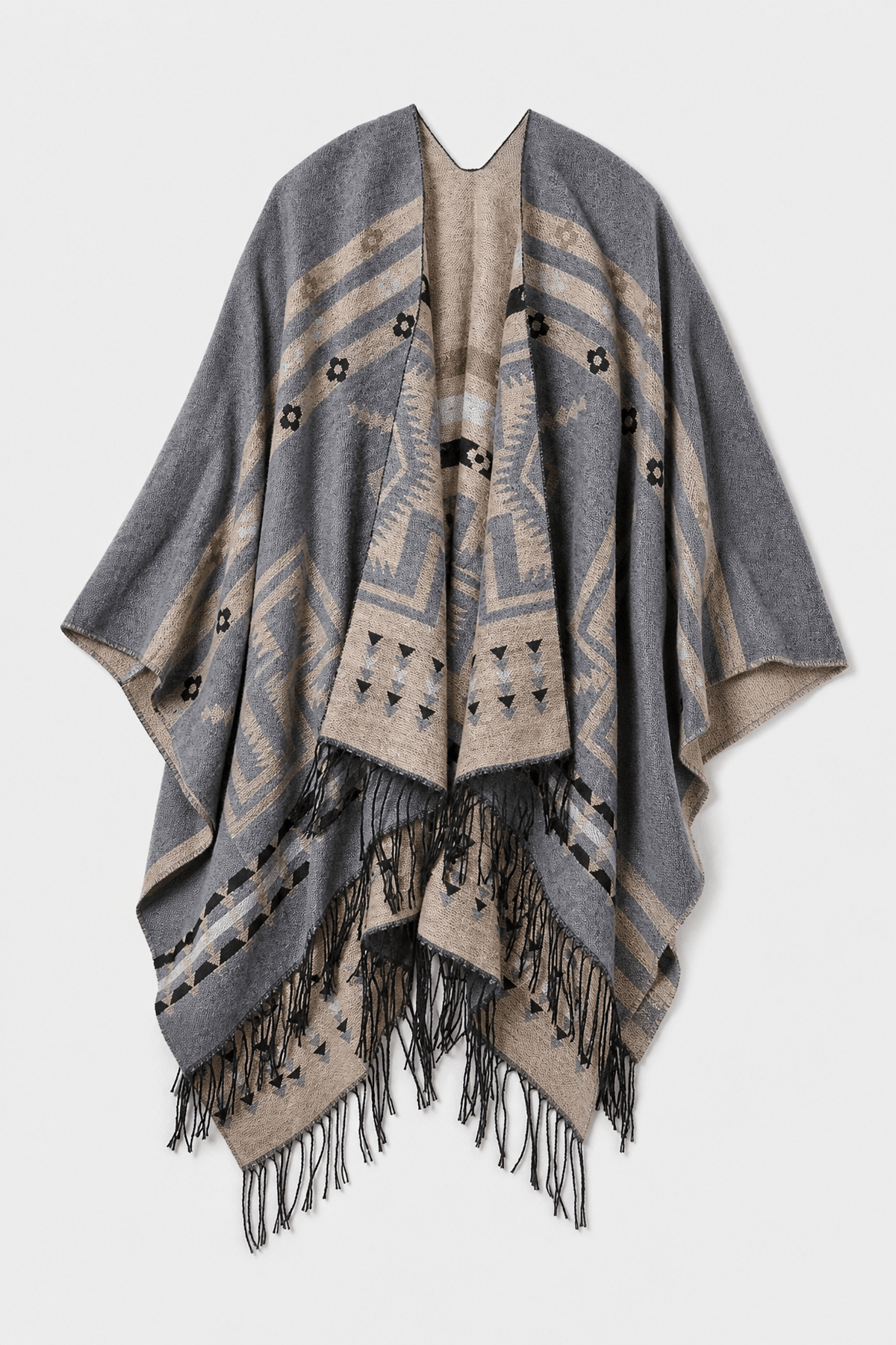 Cape Femme Hiver Ceinturée Grise