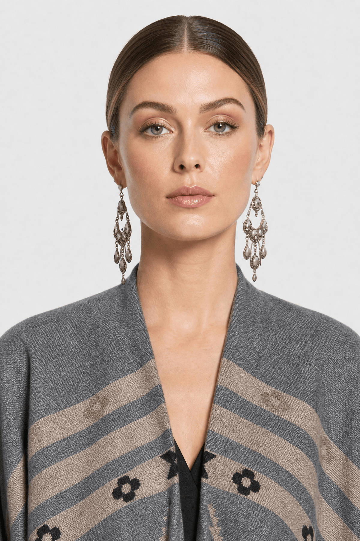 Cape Femme Hiver Ceinturée Grise