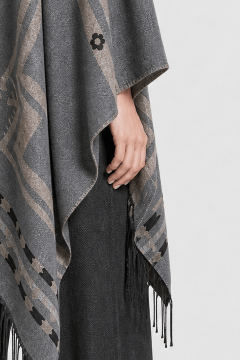 Cape Femme Hiver Ceinturée Grise