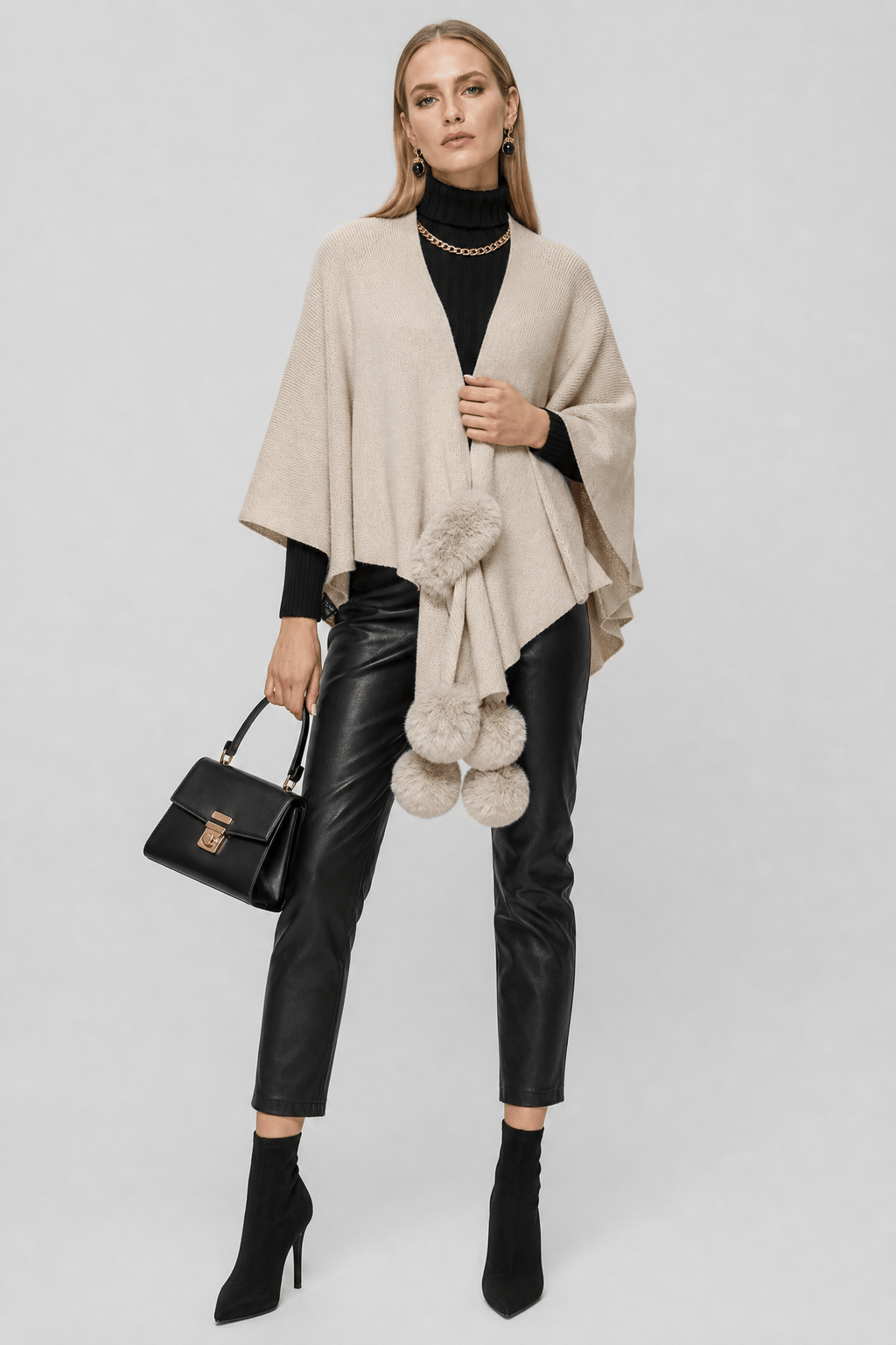 Gilet Cape Femme Beige