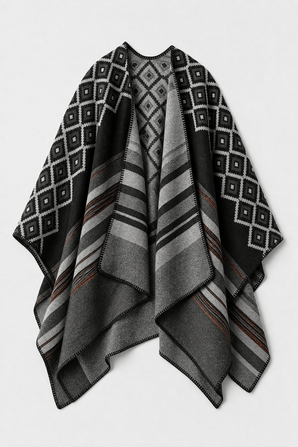 Cape Ceinturée Noire Femme