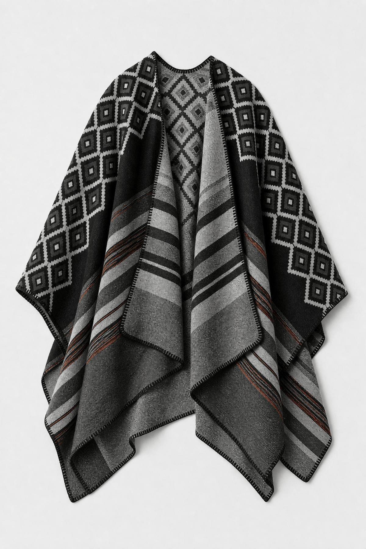 Cape Ceinturée Noire Femme