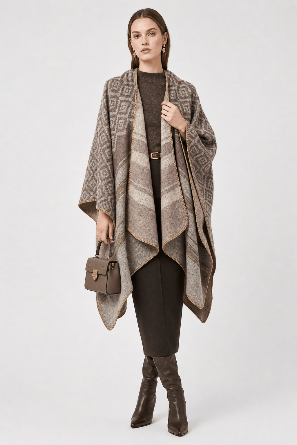 Gilet Cape Femme Ceinturé Hiver