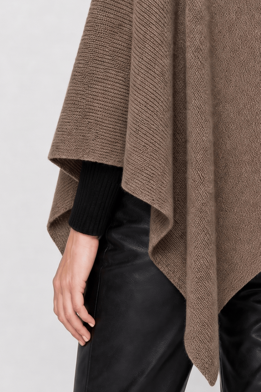 Gilet Cape Marron Femme