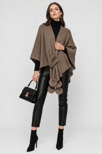 Gilet Cape Marron Femme