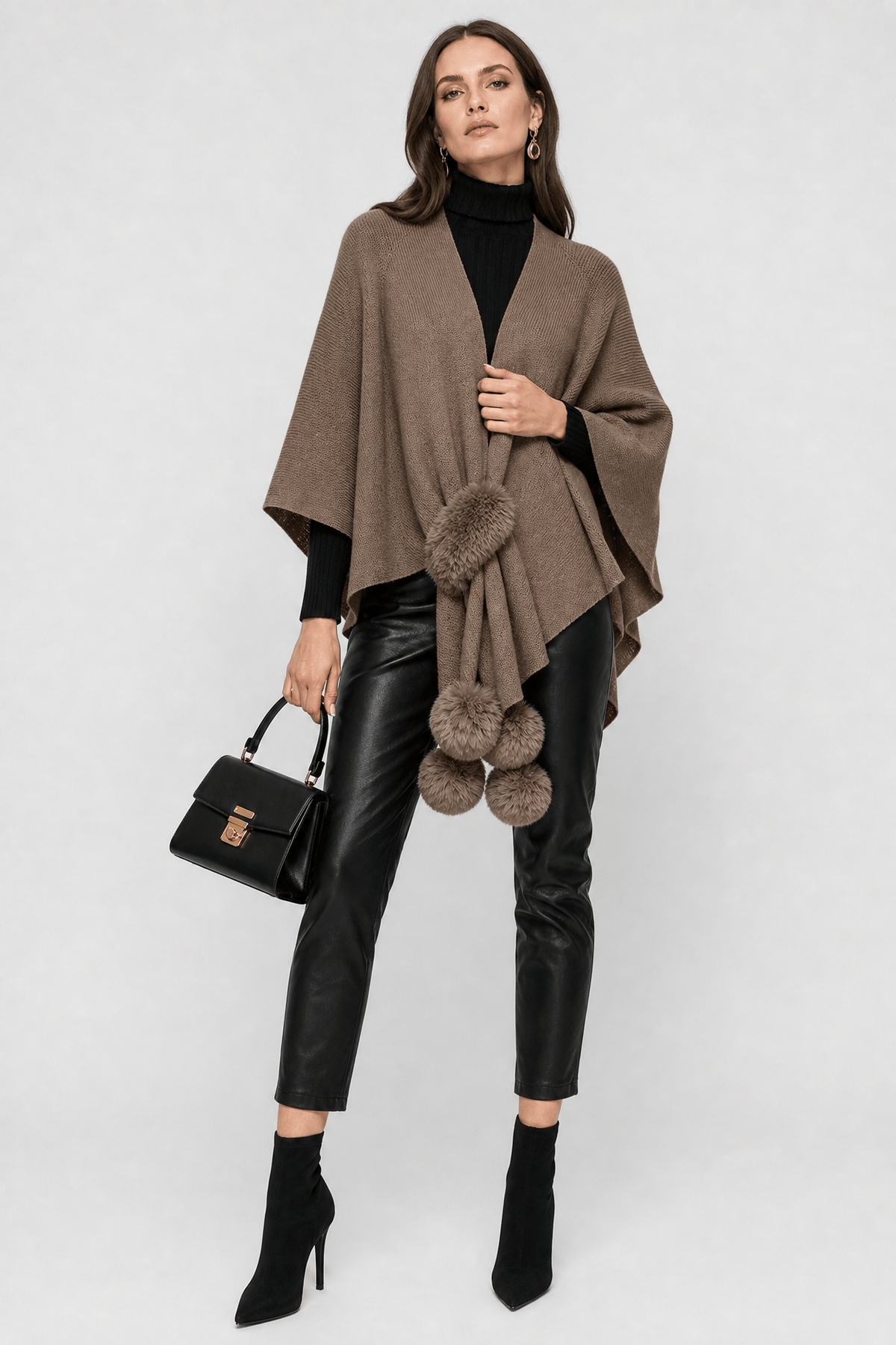 Gilet Cape Marron Femme