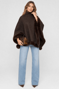 Cape Chaude Femme Fourrure Marron