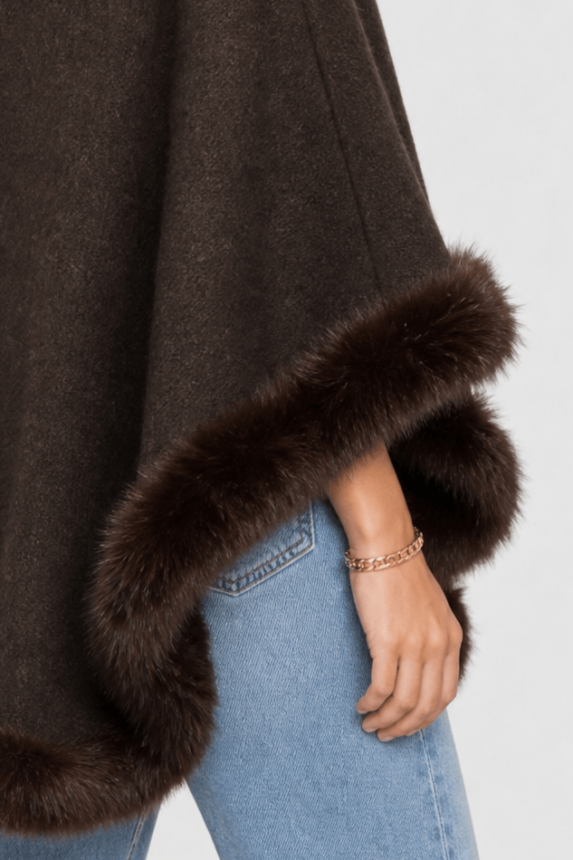 Cape Chaude Femme Fourrure Marron