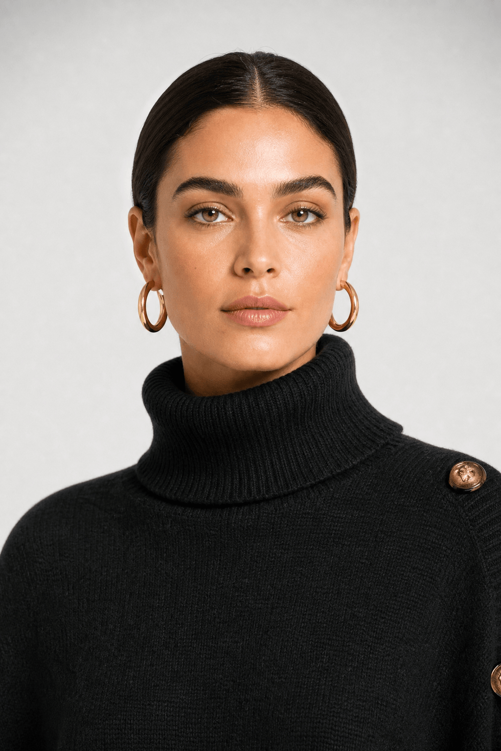 Cape Femme Noire Col Roulé
