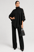 Cape Femme Noire Col Roulé