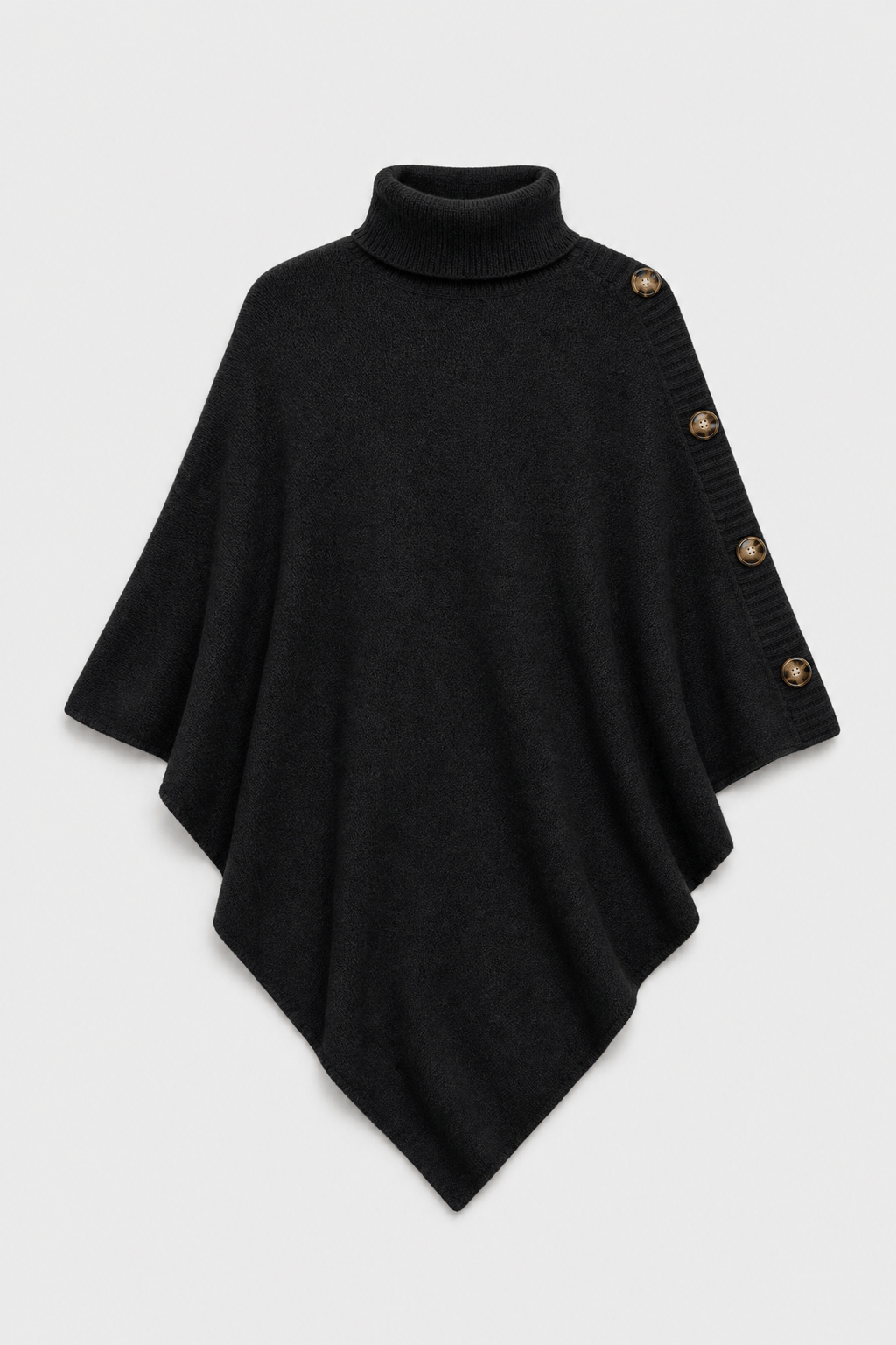Cape Femme Noire Col Roulé