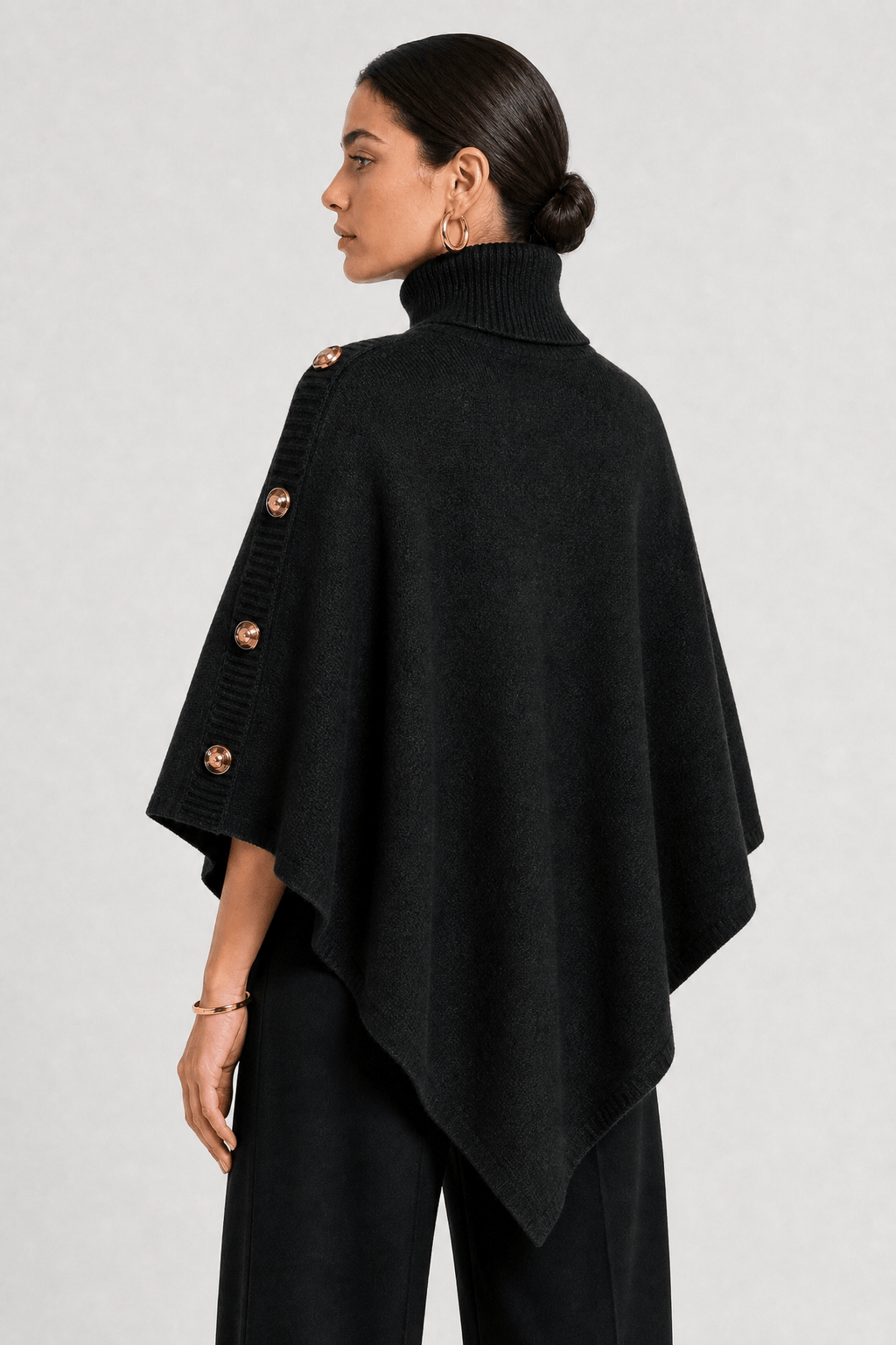 Cape Femme Noire Col Roulé