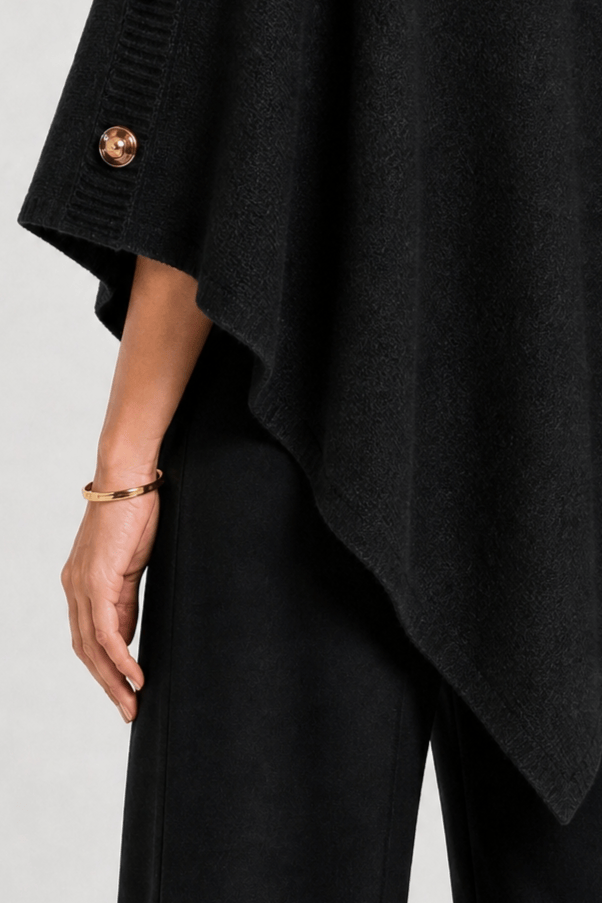 Cape Femme Noire Col Roulé