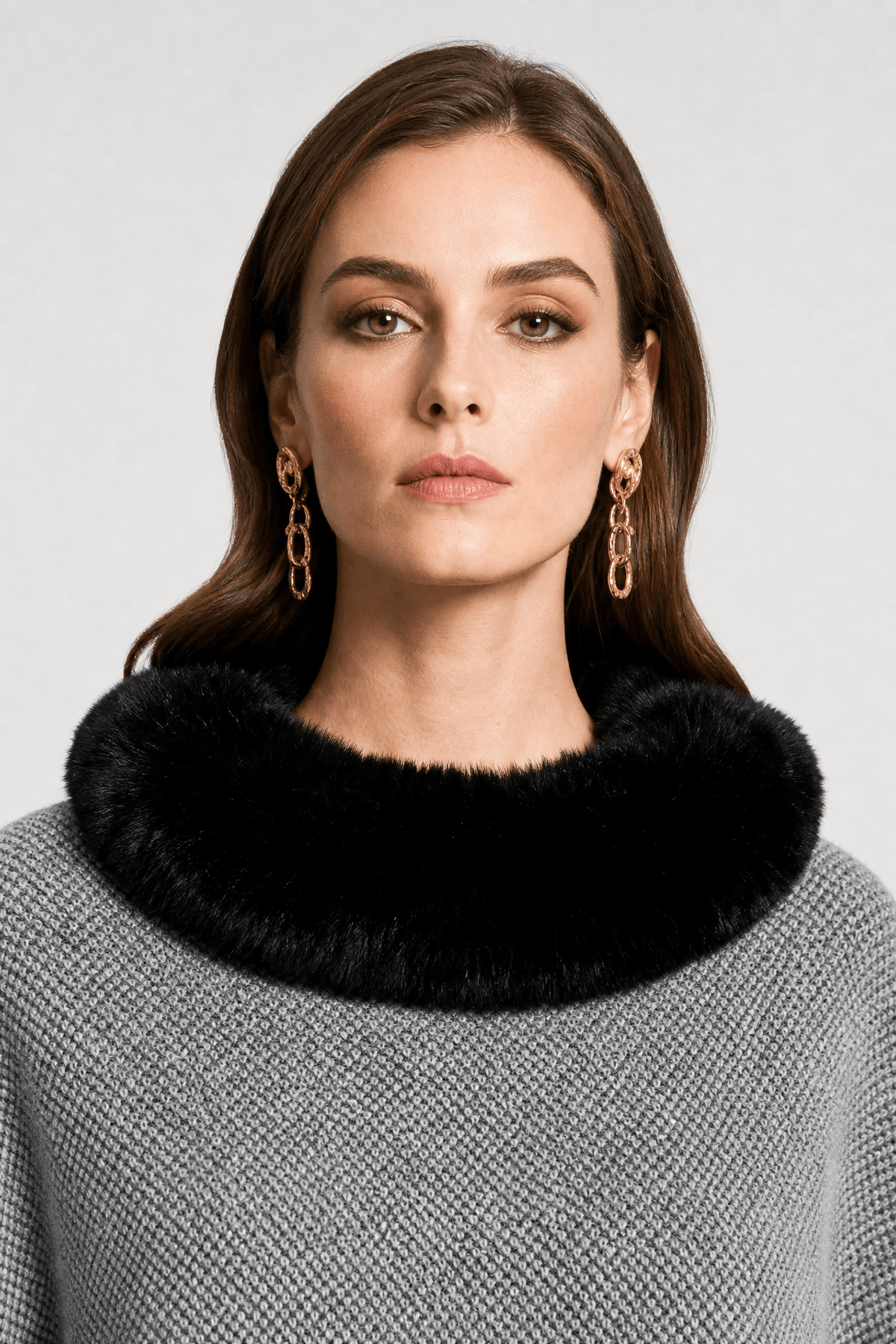 Cape Femme Fourrure Grise