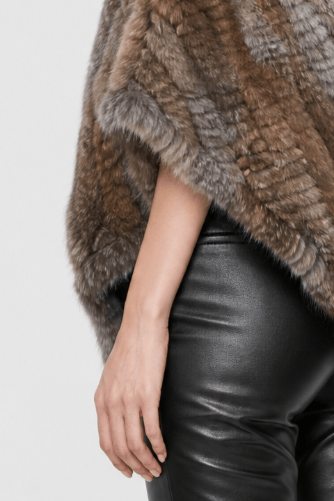 Cape Femme Fourrure Marron