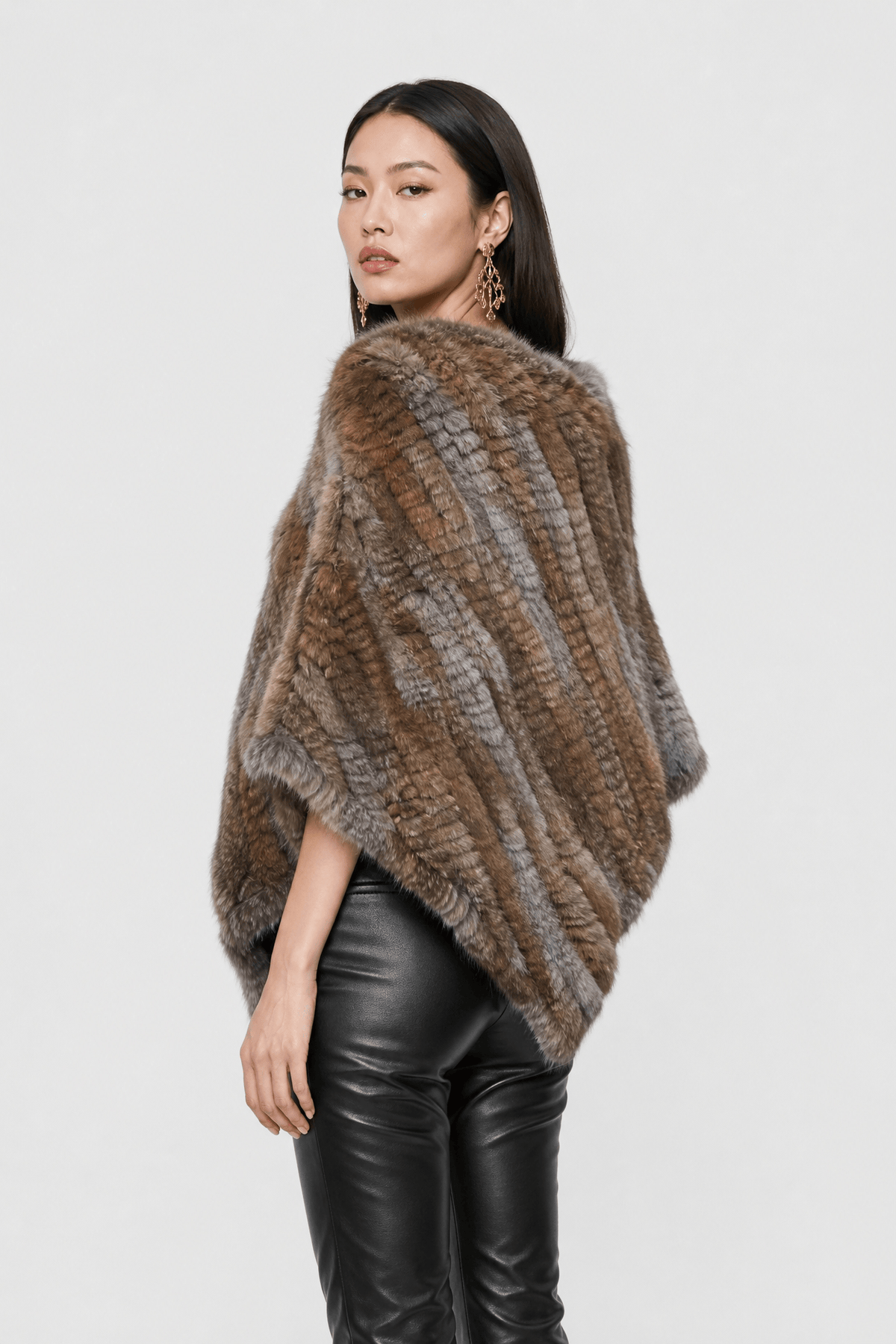 Cape Femme Fourrure Marron