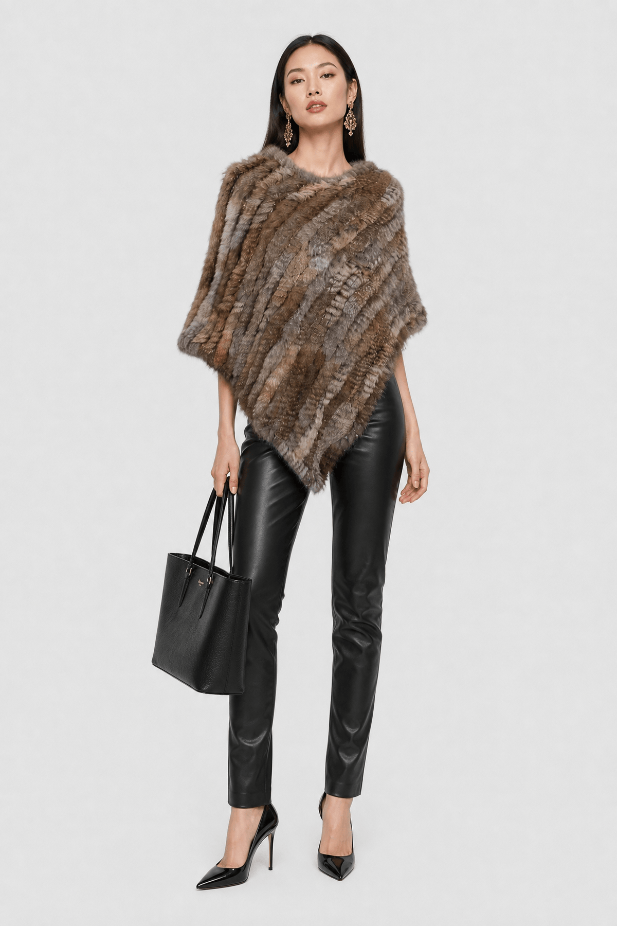 Cape Femme Fourrure Marron