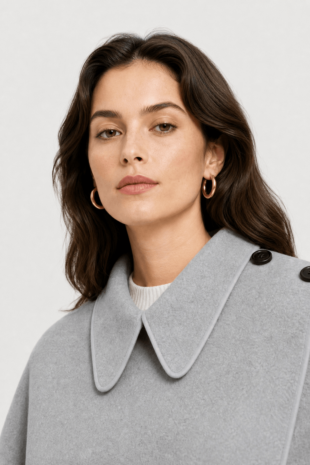 Veste Cape en Laine Grise