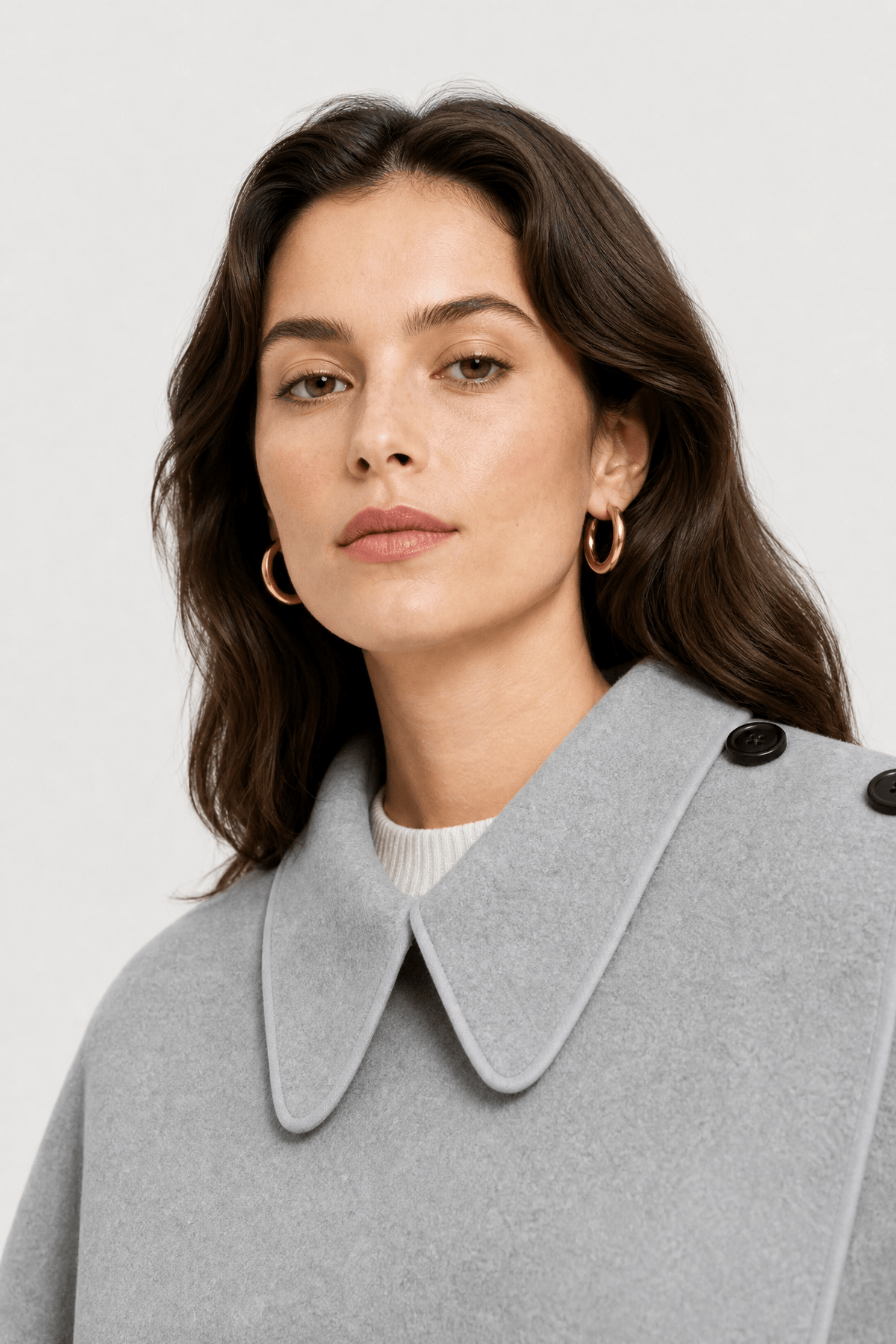 Veste Cape en Laine Grise