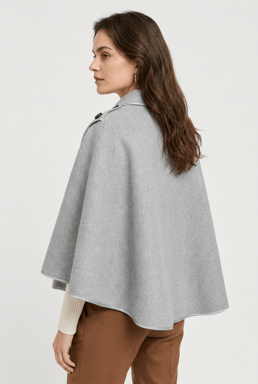 Veste Cape en Laine Grise