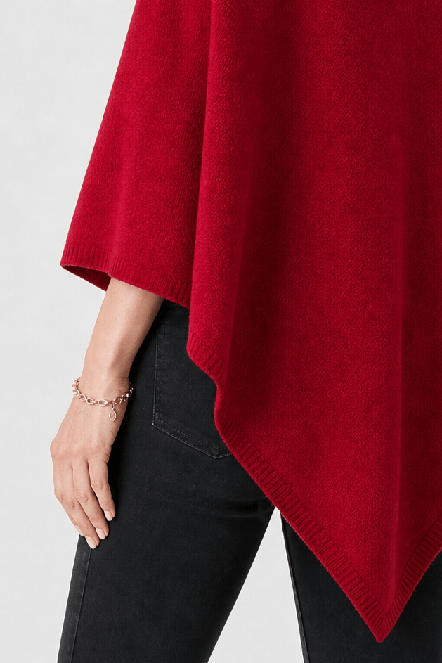 Cape en Laine Femme Rouge