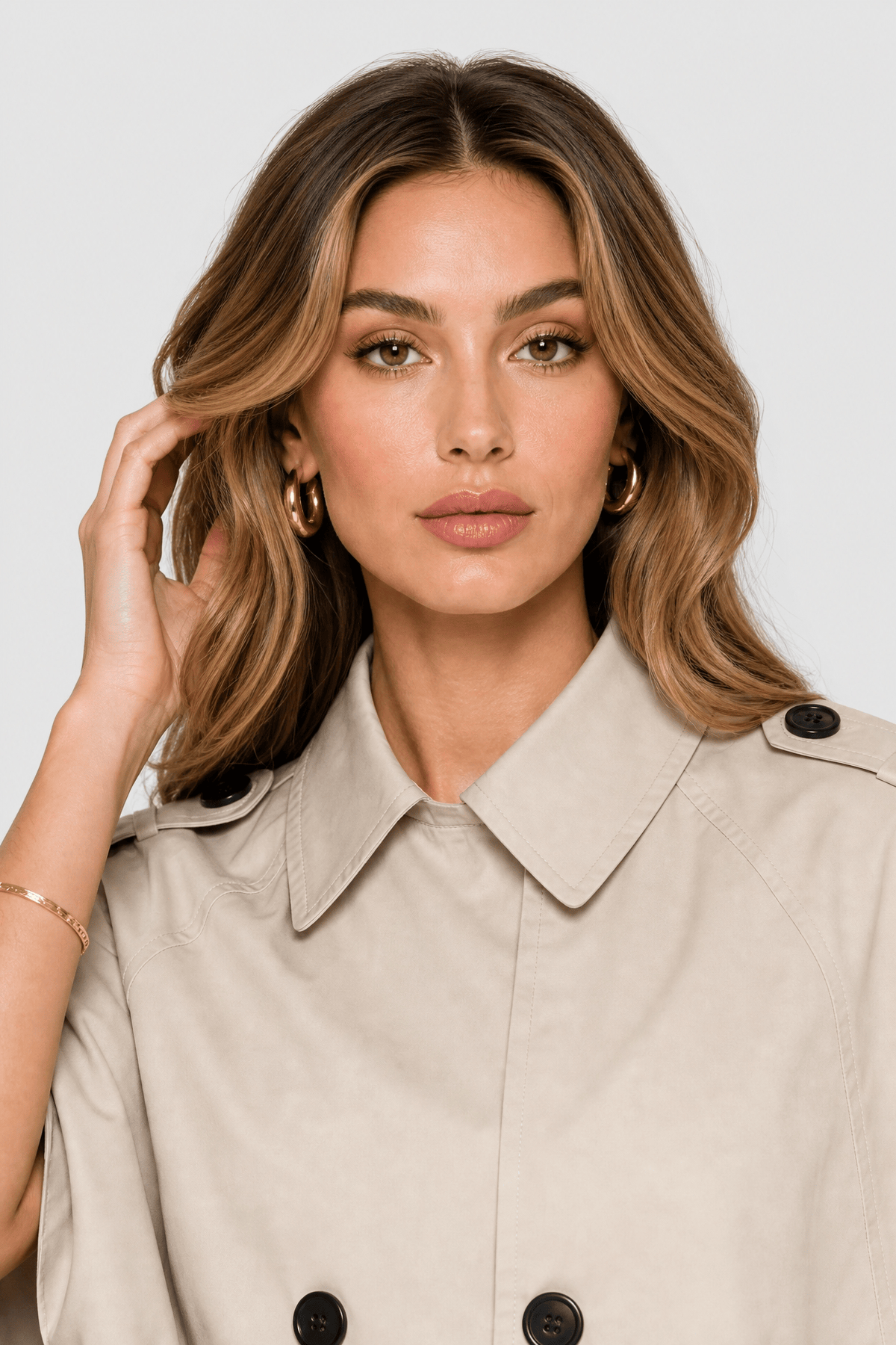Veste Cape Femme Beige Courte