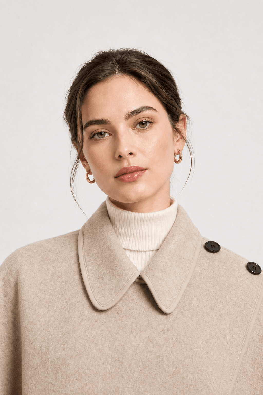 Manteau Cape Femme en Laine Beige