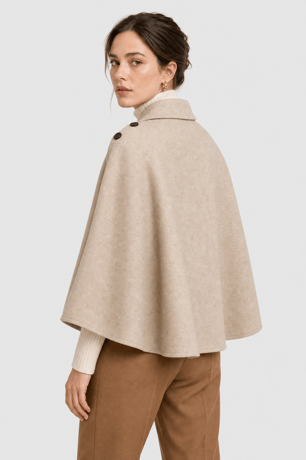Manteau Cape Femme en Laine Beige