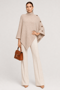 Cape Femme Beige à Boutons
