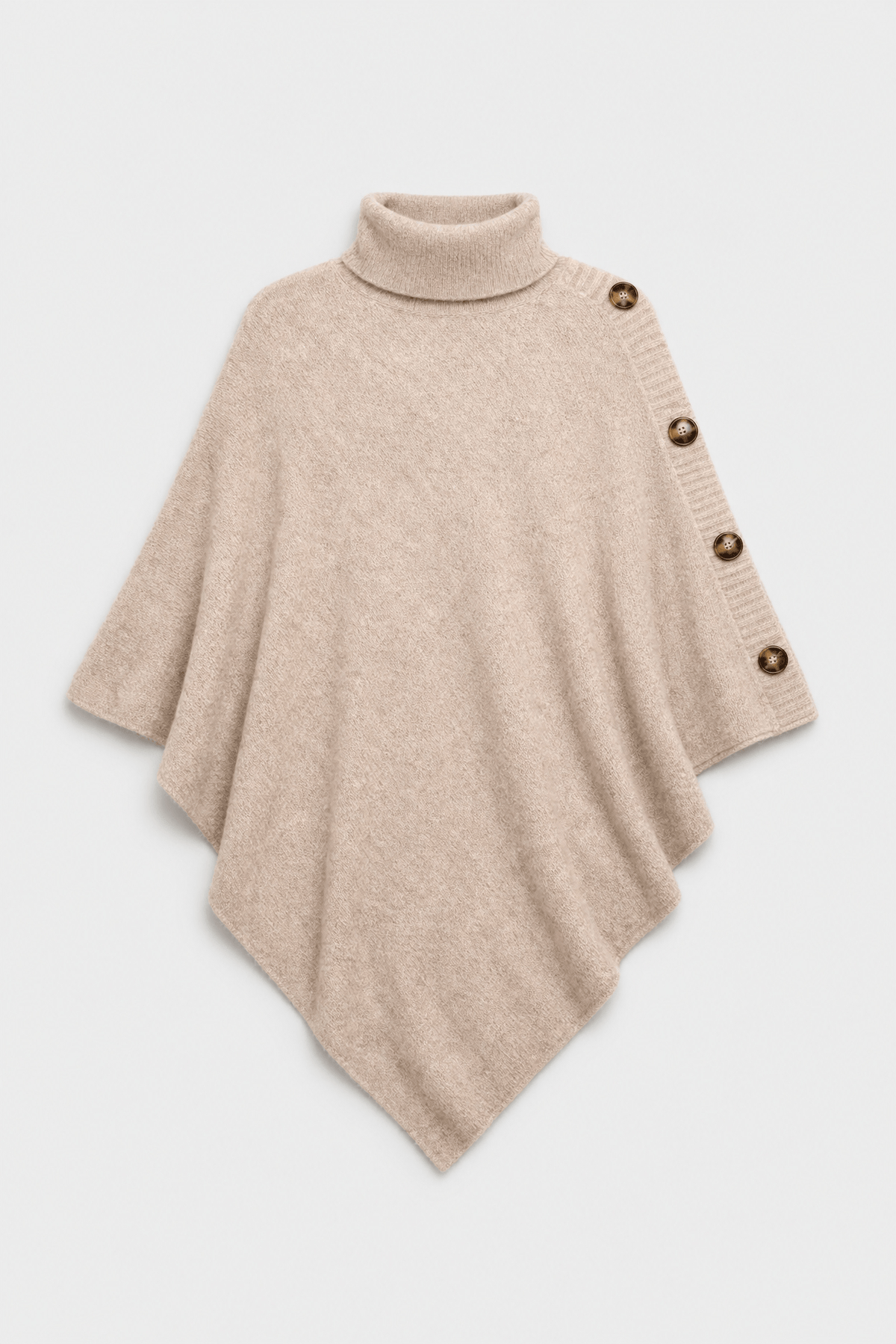 Cape Femme Beige à Boutons