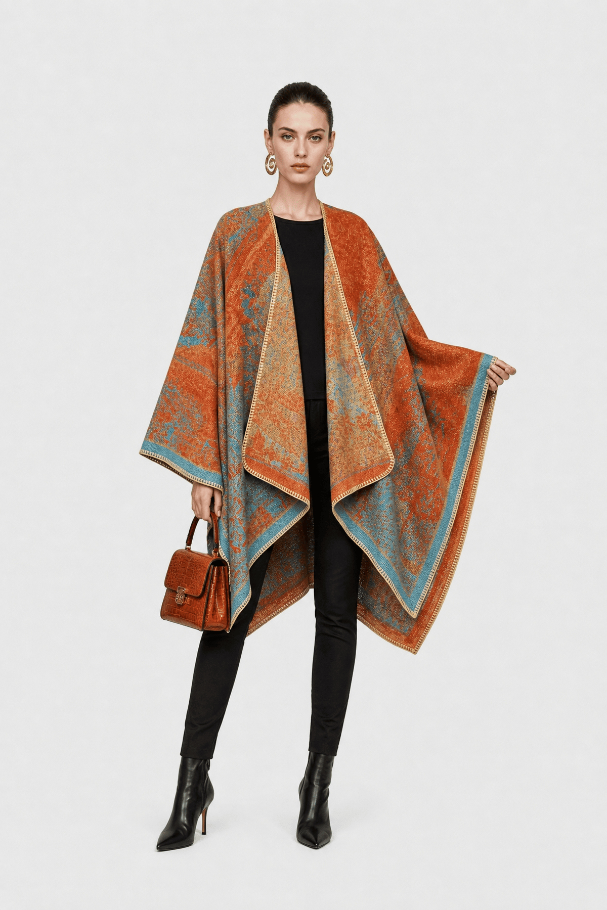 Gilet Cape Femme Long et Chaud