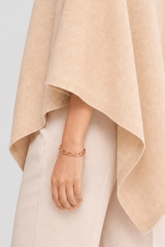 Cape en Laine Femme Beige