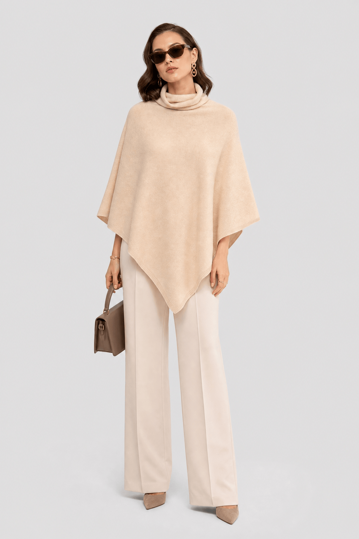 Cape en Laine Femme Beige
