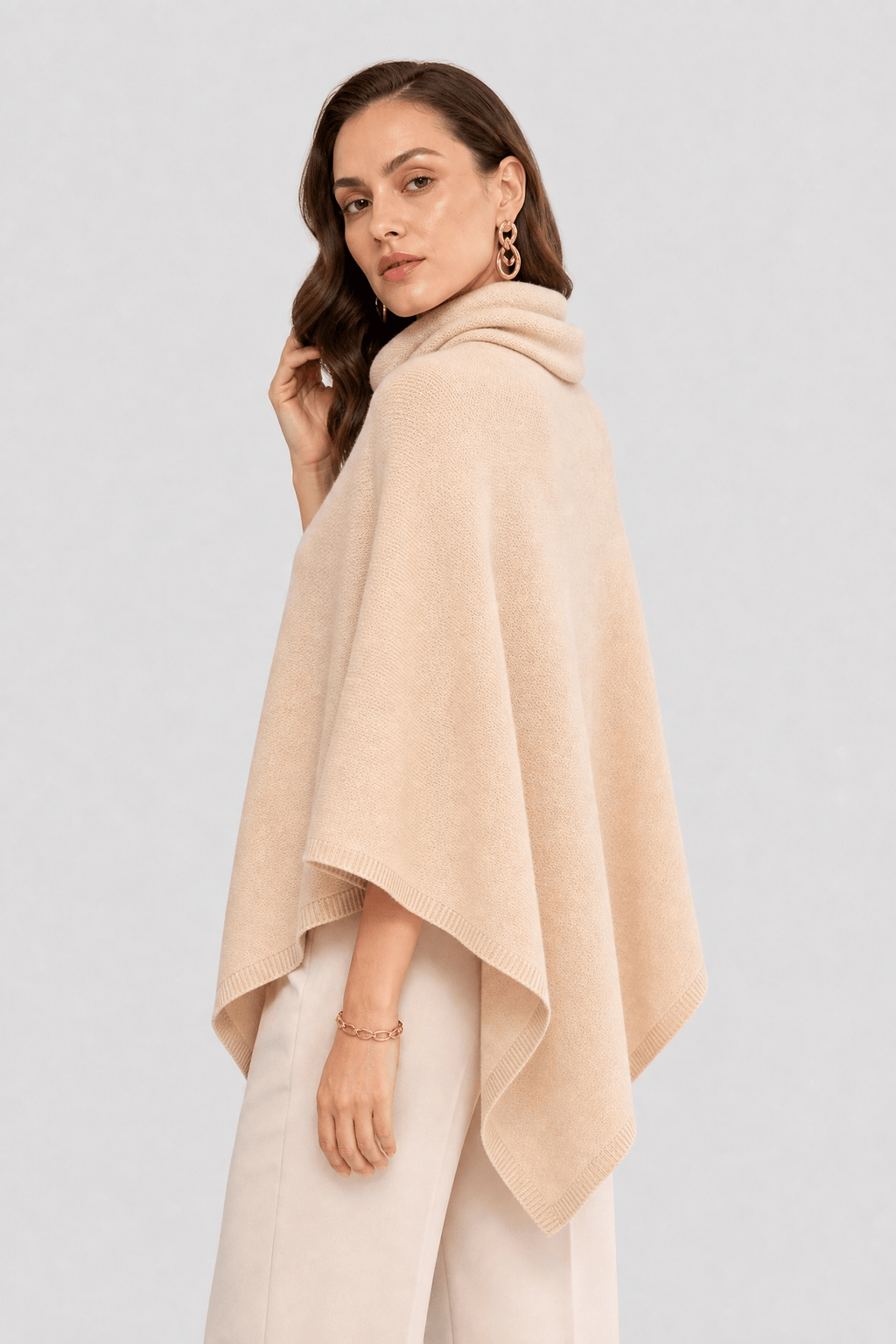 Cape en Laine Femme Beige