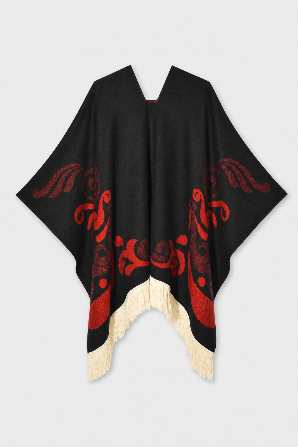 Cape Femme Noire à Franges