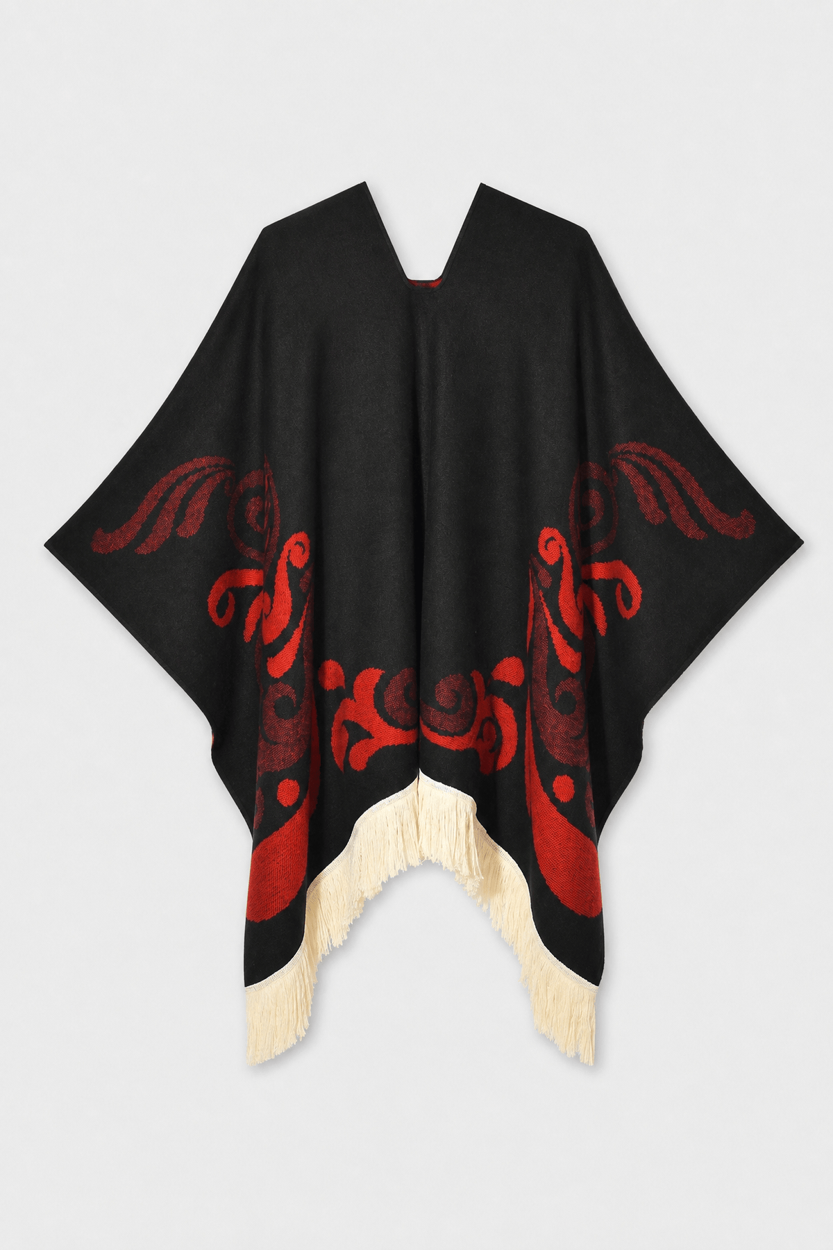 Cape Femme Noire à Franges