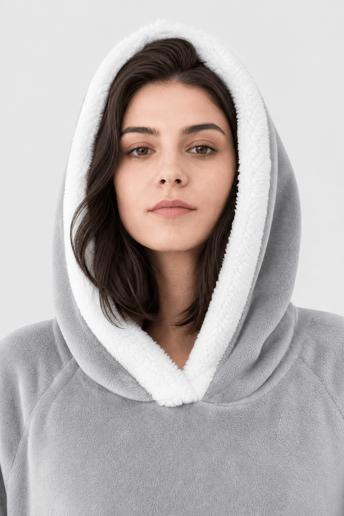 Cape Chaude Femme à Capuche Grise