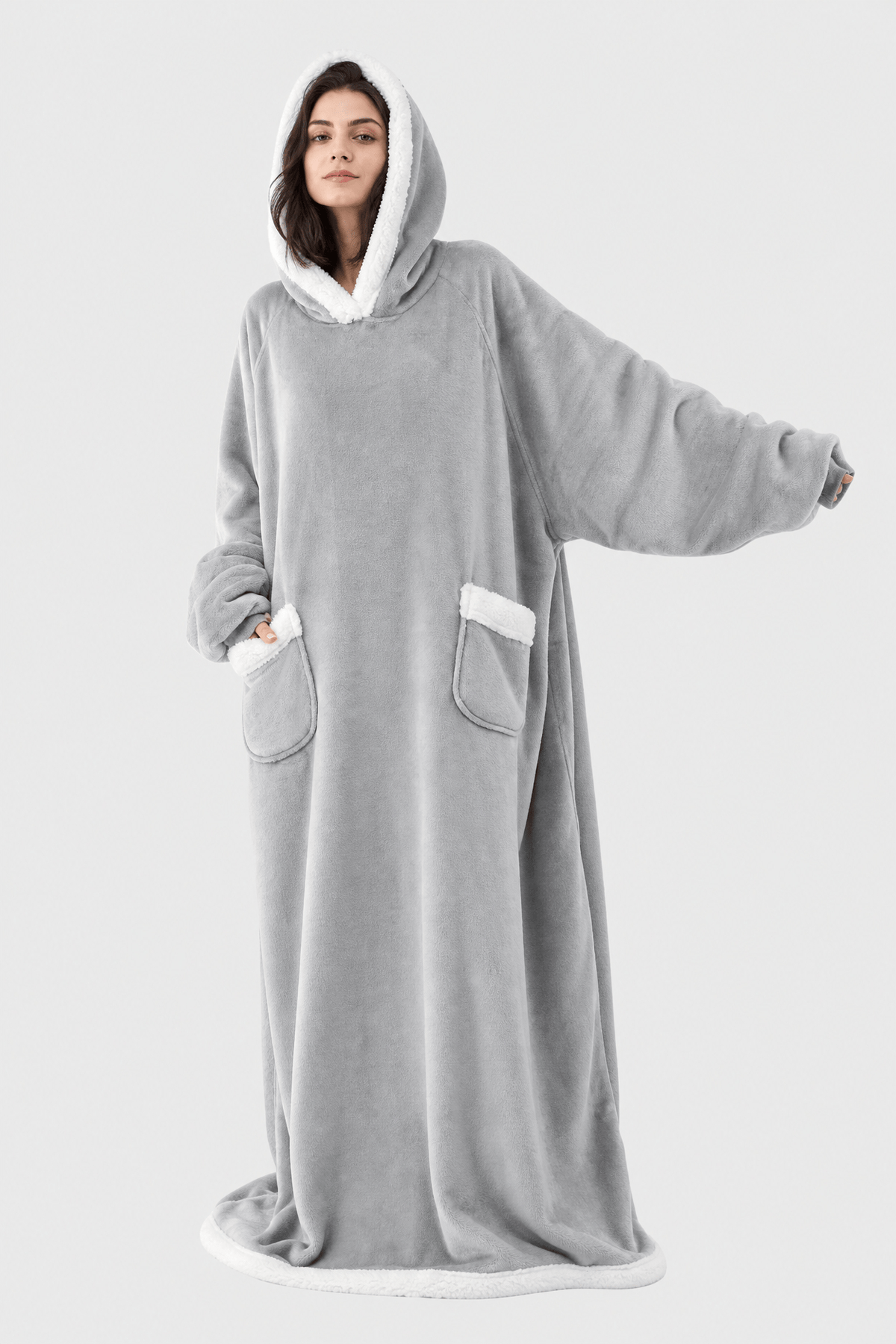Cape Chaude Femme à Capuche Grise