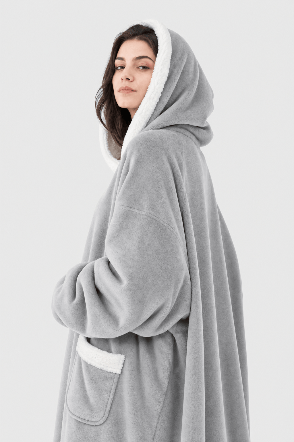 Cape Chaude Femme à Capuche Grise